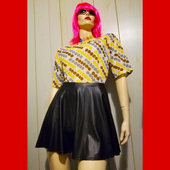 ATOMIC OP ART Trippy Geometric Print Groovy Nylon Top Shirt VTG 60s 70s - Picture 5 of 9